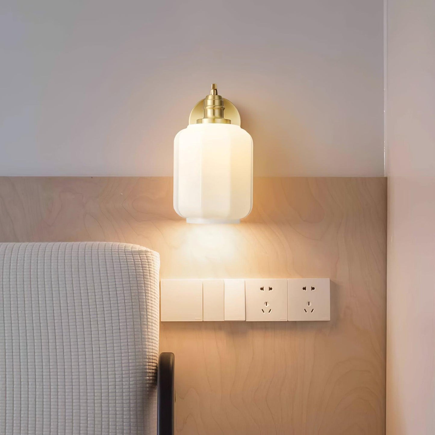 Sophie Henry Wall Lamp with Brass Body and Glass Shade