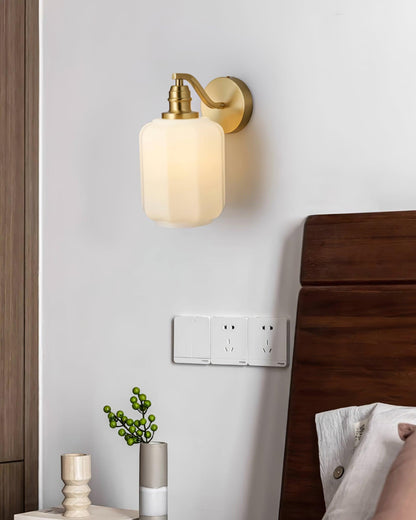 Sophie Henry Wall Lamp with Brass Body and Glass Shade