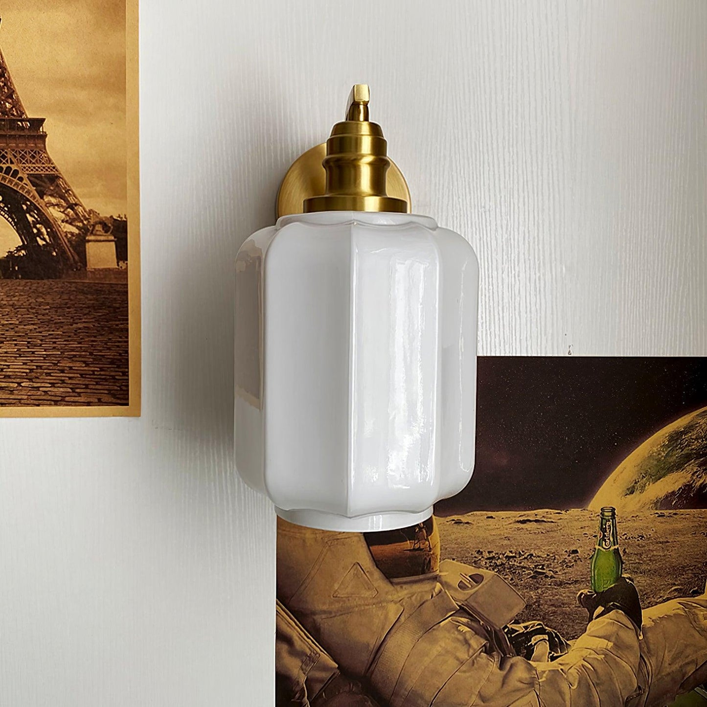 Sophie Henry Wall Lamp with Brass Body and Glass Shade