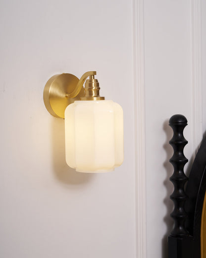 Sophie Henry Wall Lamp with Brass Body and Glass Shade