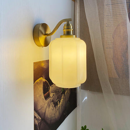 Sophie Henry Wall Lamp with Brass Body and Glass Shade
