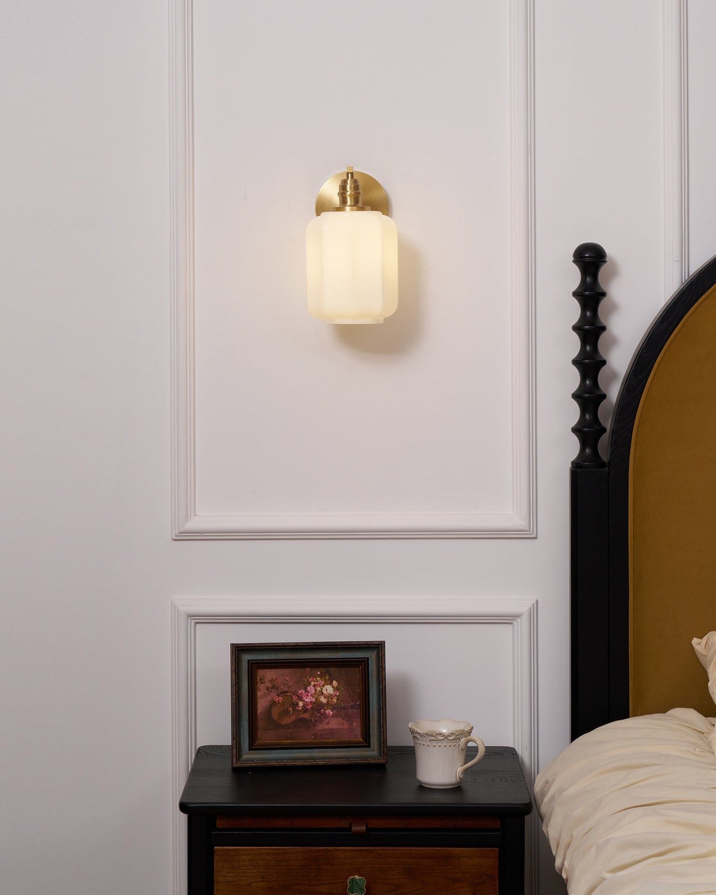Sophie Henry Wall Lamp with Brass Body and Glass Shade