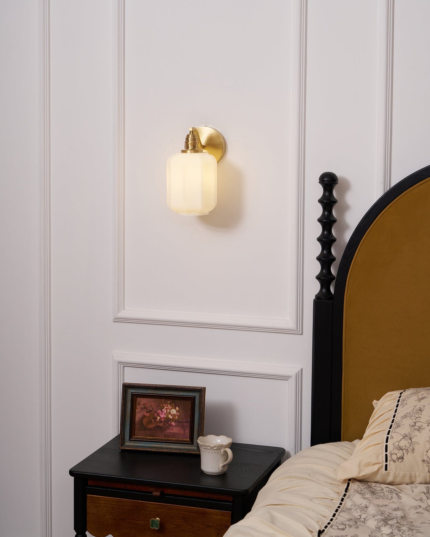 Sophie Henry Wall Lamp with Brass Body and Glass Shade
