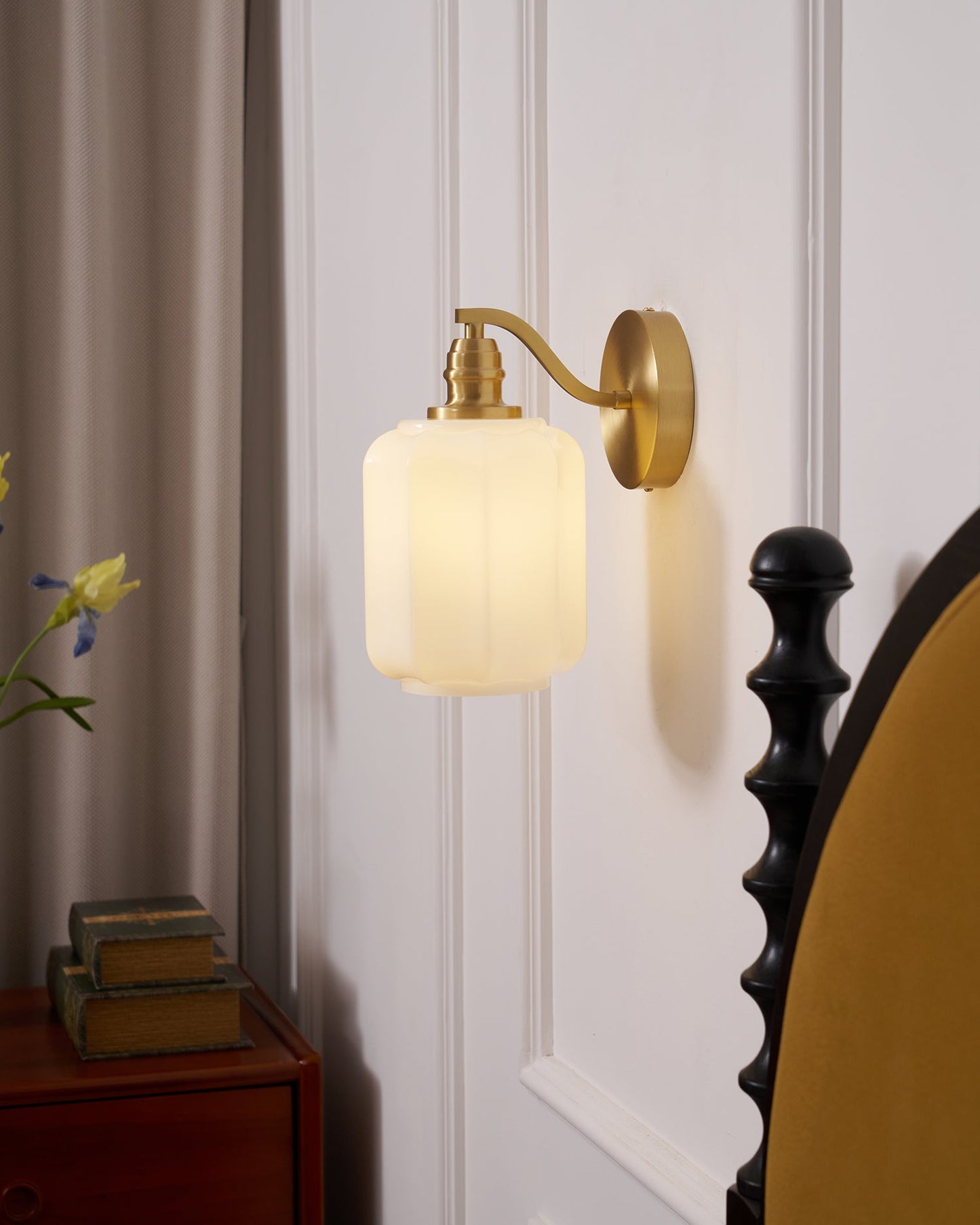 Sophie Henry Wall Lamp with Brass Body and Glass Shade