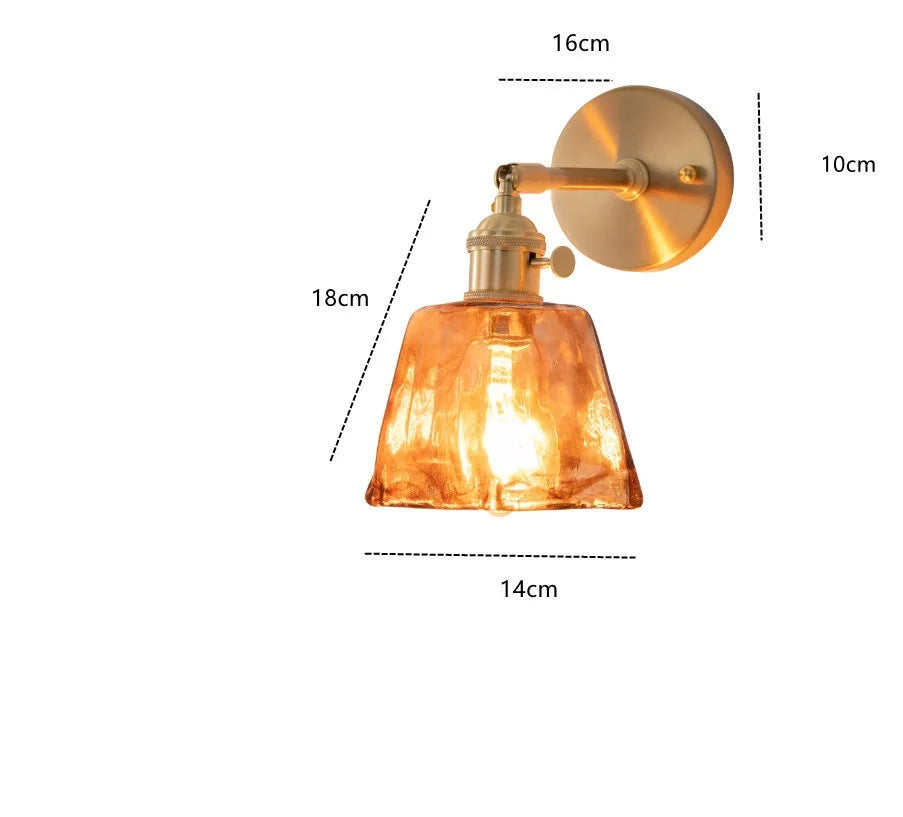 Claire Amber Glass Wall Lamp Japanese Modern