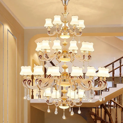 Big Crystal Chandelier for Duplex Villa and Hotel Lobby Lighting