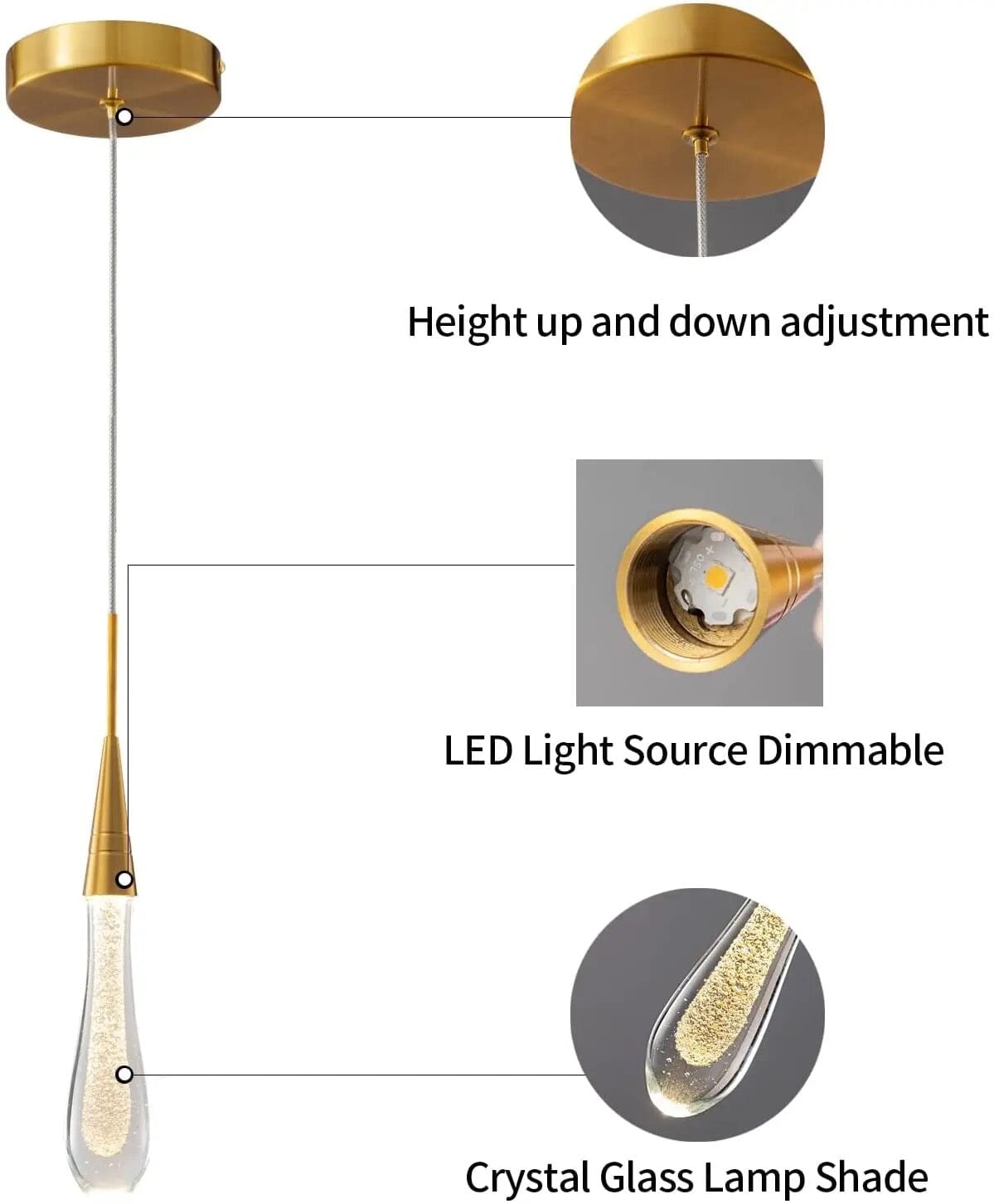 Amélie Golden Droplet Pendant Light