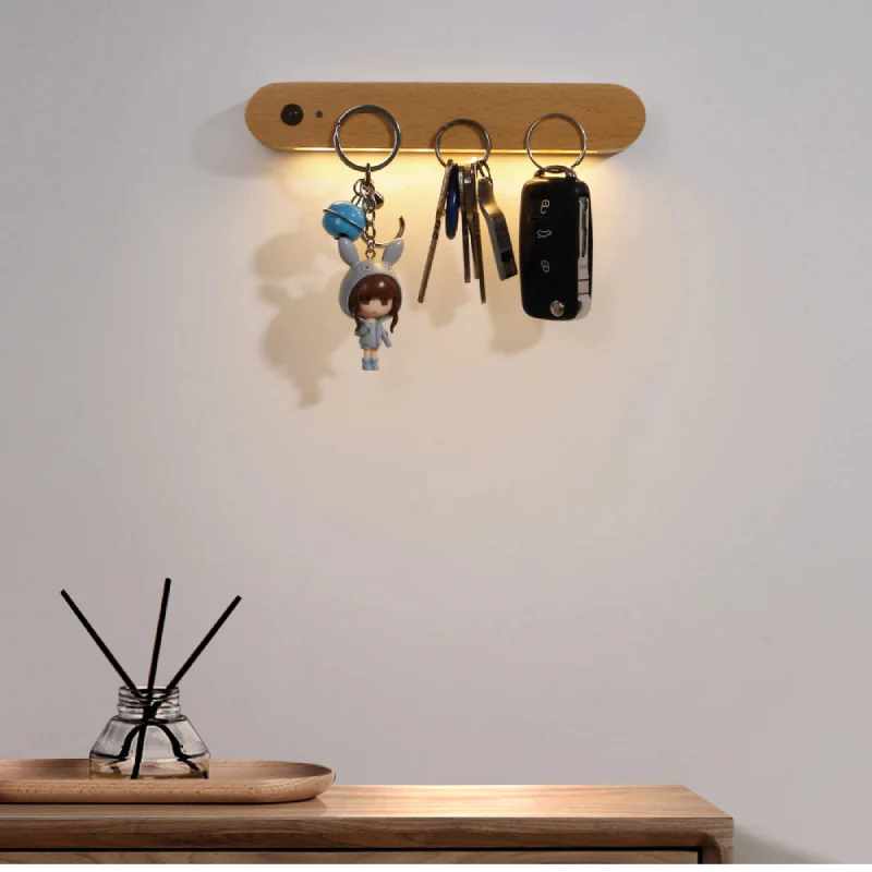 Élise IllumiKey Wooden Magnetic Key Holder LED Night Light