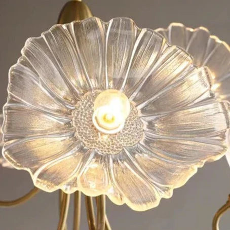 Amélie Glass Brass LED Chandelier Bloom Style Pendant Light