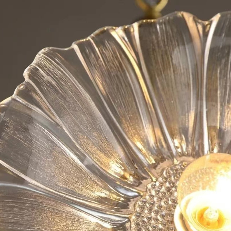 Amélie Glass Brass LED Chandelier Bloom Style Pendant Light