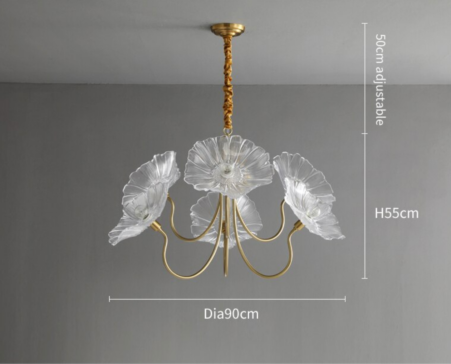 Amélie Glass Brass LED Chandelier Bloom Style Pendant Light