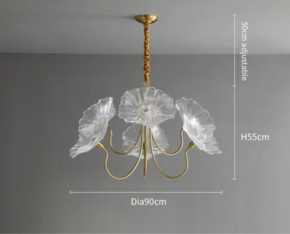 Amélie Glass Brass LED Chandelier Bloom Style Pendant Light