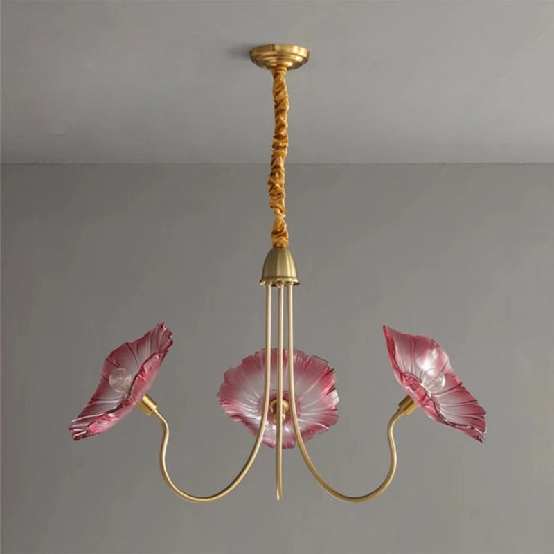 Amélie Glass Brass LED Chandelier Bloom Style Pendant Light