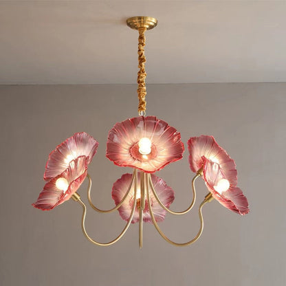 Amélie Glass Brass LED Chandelier Bloom Style Pendant Light