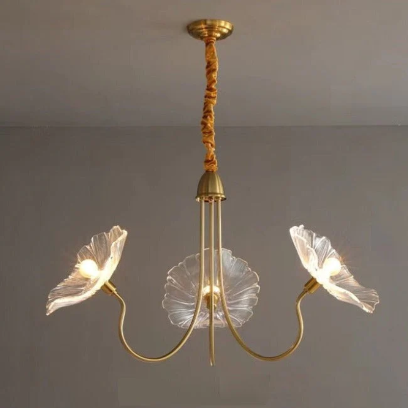 Amélie Glass Brass LED Chandelier Bloom Style Pendant Light