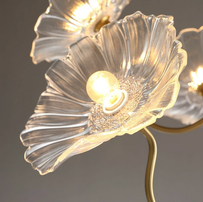 Amélie Glass Brass LED Chandelier Bloom Style Pendant Light