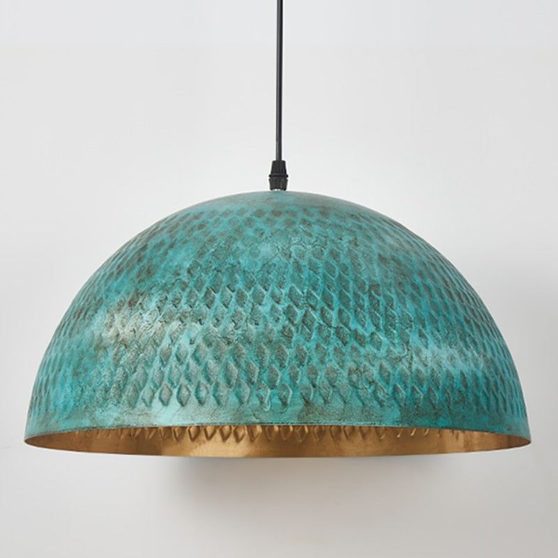 Élise Industrial Gleamer Teal Brass Pendant Light