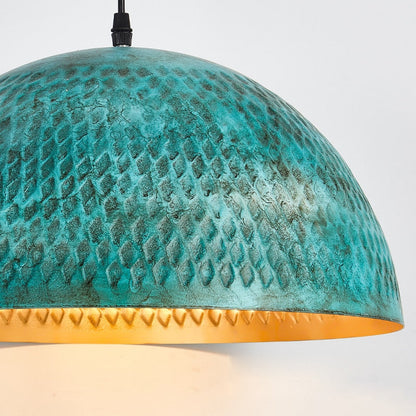 Élise Industrial Gleamer Teal Brass Pendant Light