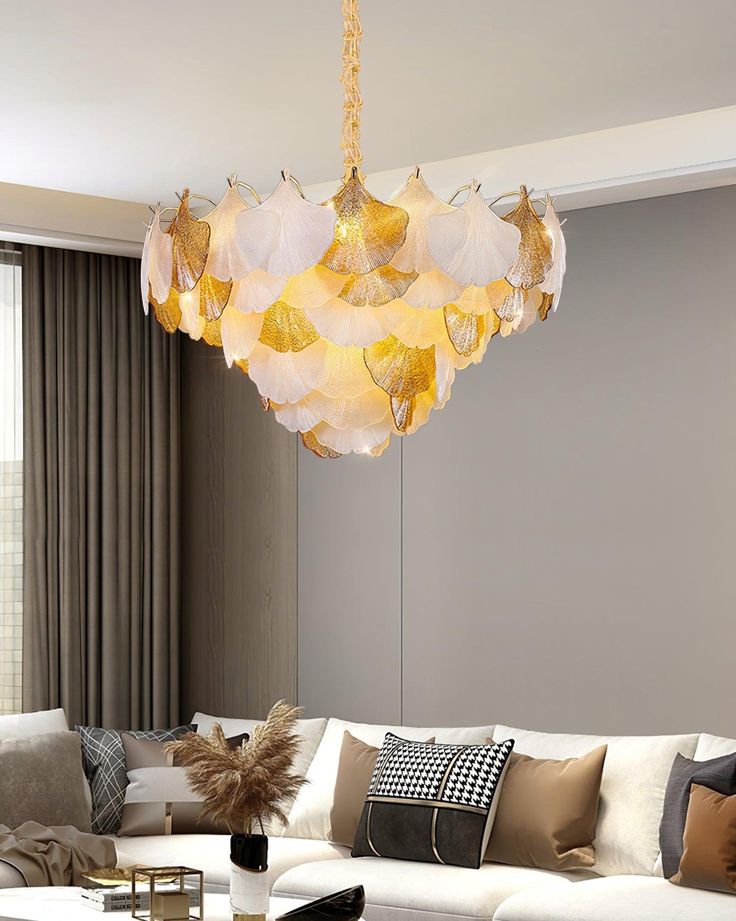 Isabelle Ginkgo Glass Leaf Chandelier