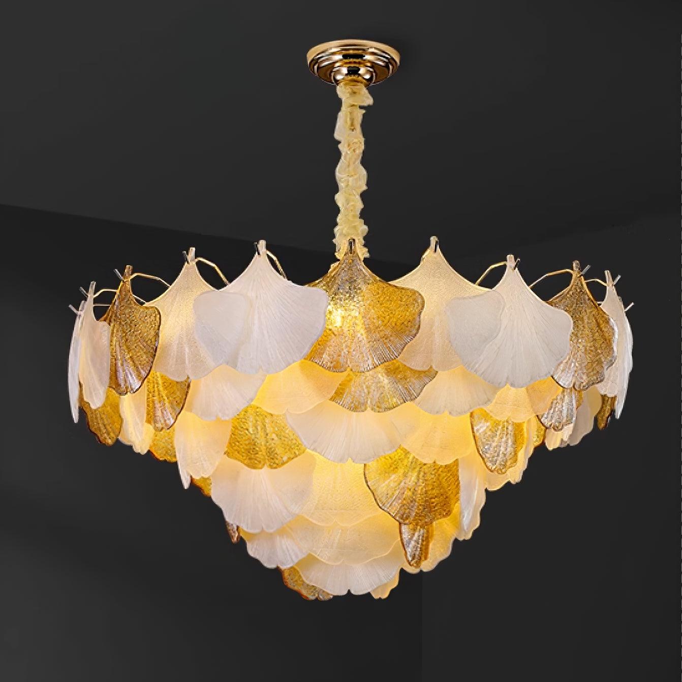 Isabelle Ginkgo Glass Leaf Chandelier