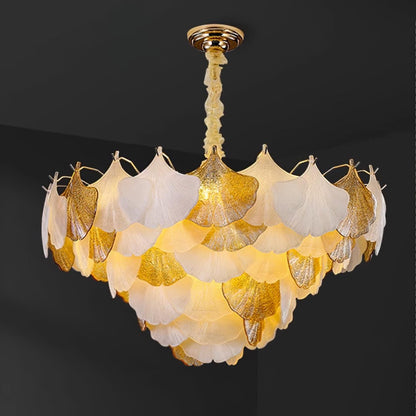 Isabelle Ginkgo Glass Leaf Chandelier