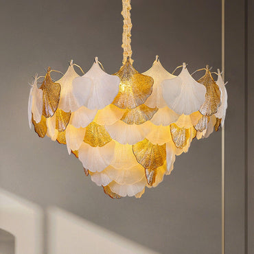 Isabelle Ginkgo Glass Leaf Chandelier