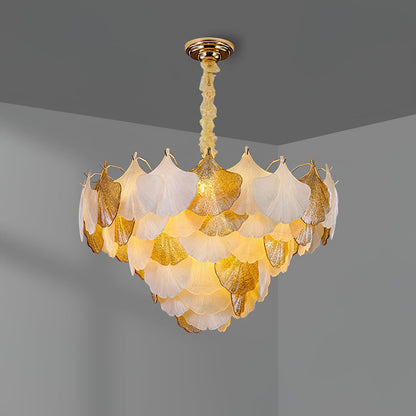 Isabelle Ginkgo Glass Leaf Chandelier