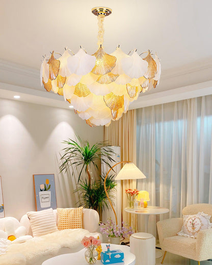 Isabelle Ginkgo Glass Leaf Chandelier