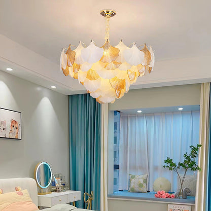 Isabelle Ginkgo Glass Leaf Chandelier