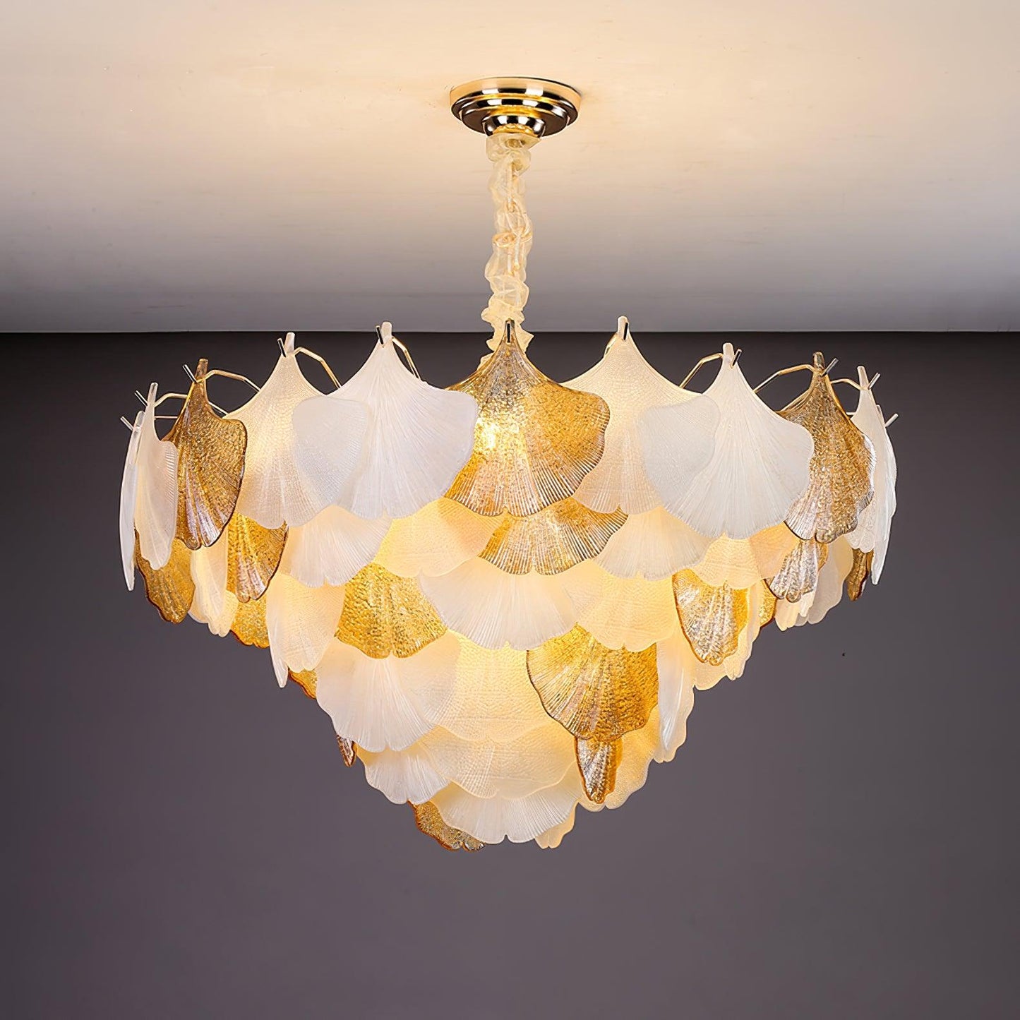 Isabelle Ginkgo Glass Leaf Chandelier