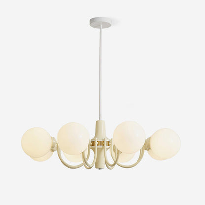 Élodie Glass Chandelier, Elegant Cream and White Globe Design