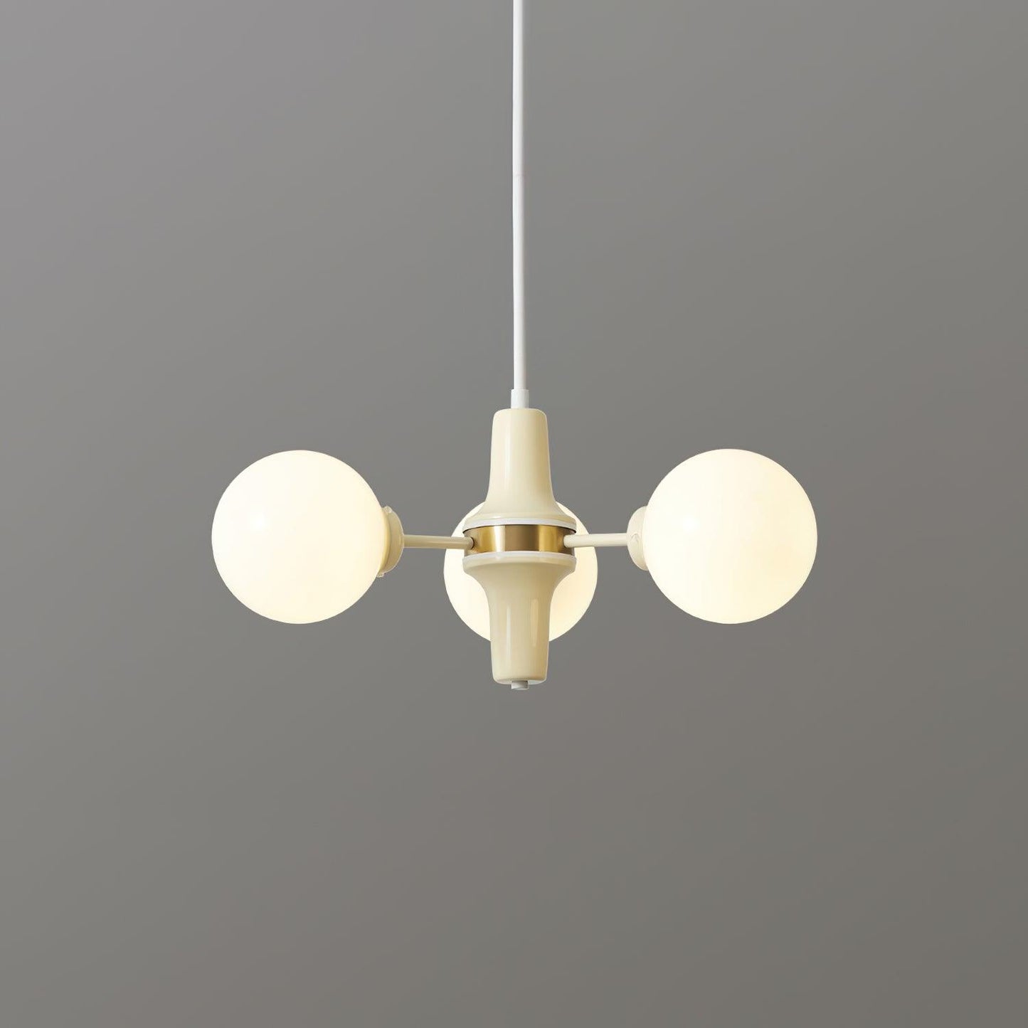 Élodie Glass Chandelier, Elegant Cream and White Globe Design
