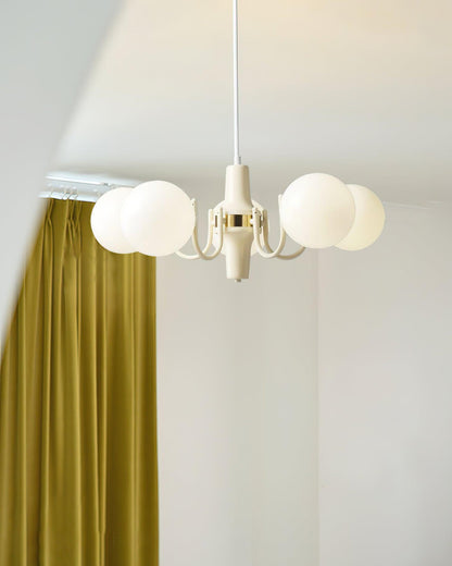 Élodie Glass Chandelier, Elegant Cream and White Globe Design