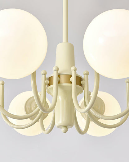 Élodie Glass Chandelier, Elegant Cream and White Globe Design