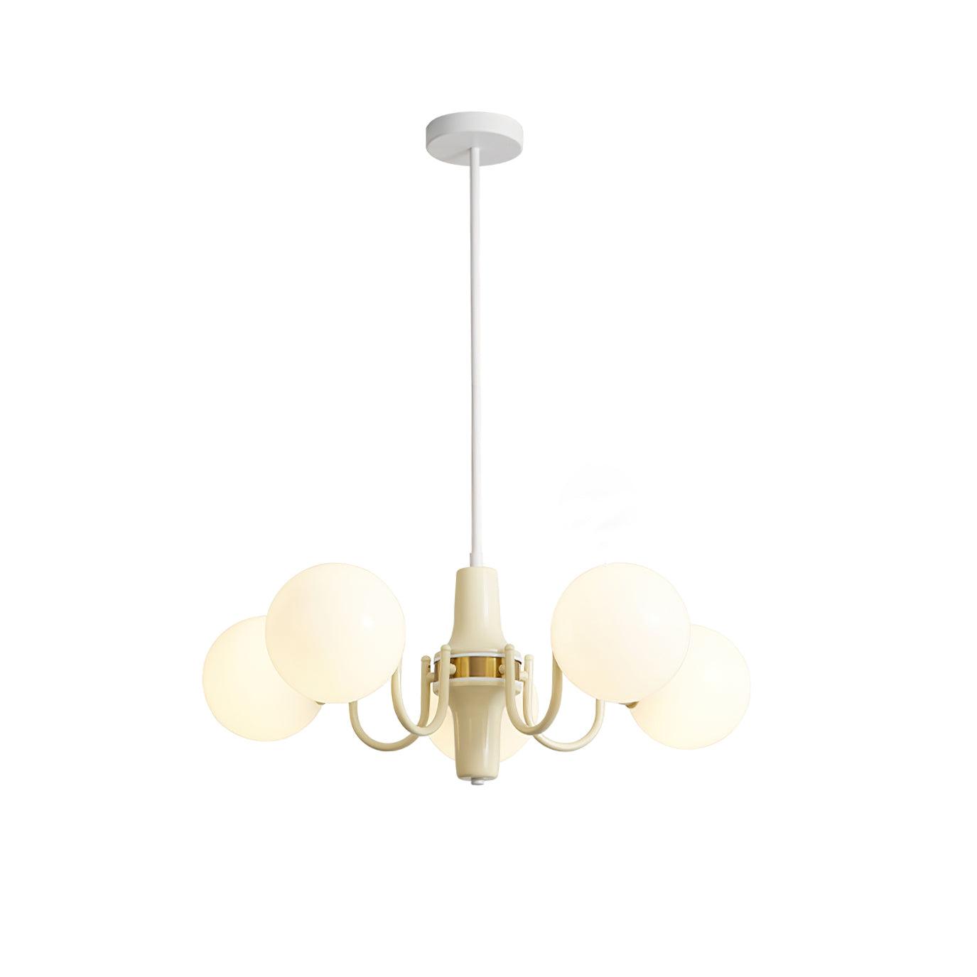 Élodie Glass Chandelier, Elegant Cream and White Globe Design