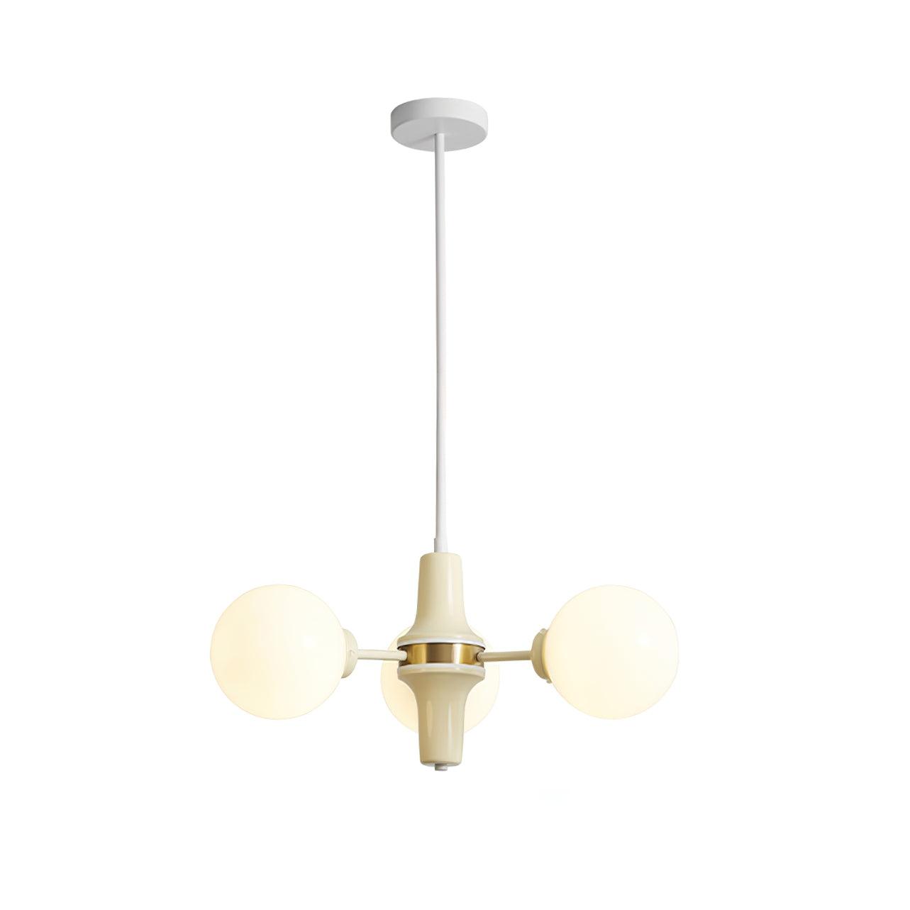Élodie Glass Chandelier, Elegant Cream and White Globe Design