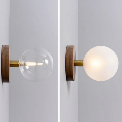 Élise Nordic Wood Glass Wall Lamp