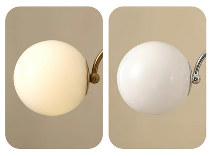 Margaux Chandelier, Opal Glass Shades with Wood and Metal Frame
