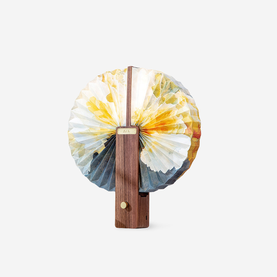 Sophie Foldable Paper LED Table Lamp with Wooden Base