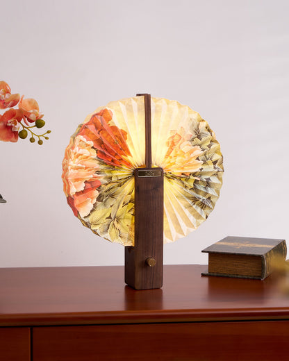 Sophie Foldable Paper LED Table Lamp with Wooden Base