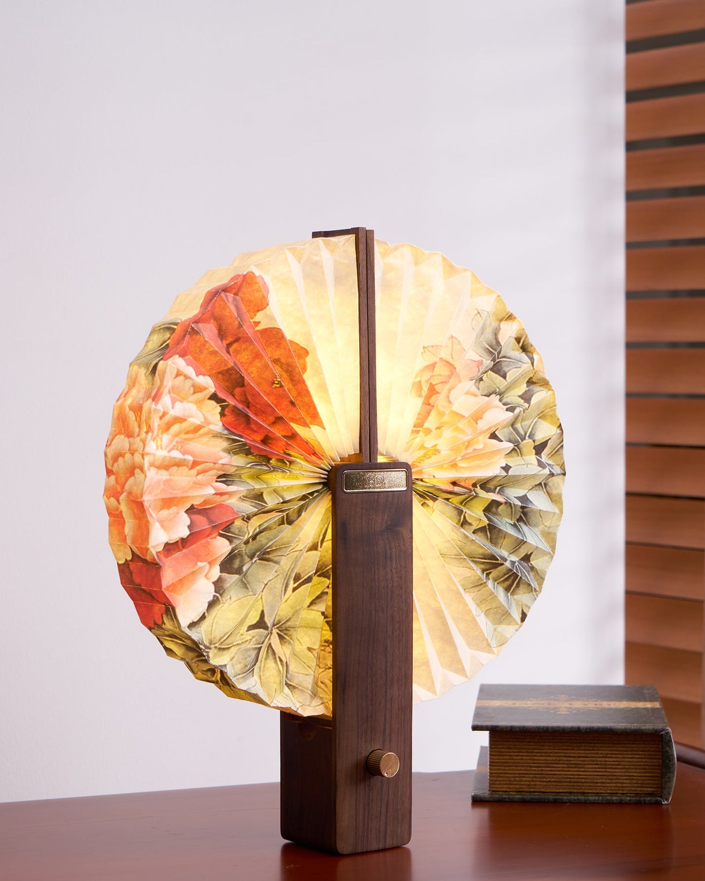 Sophie Foldable Paper LED Table Lamp with Wooden Base