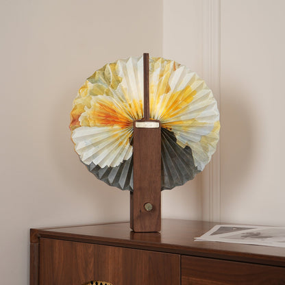 Sophie Foldable Paper LED Table Lamp with Wooden Base