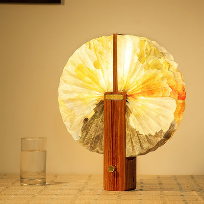 Sophie Foldable Paper LED Table Lamp with Wooden Base