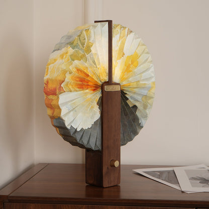 Sophie Foldable Paper LED Table Lamp with Wooden Base