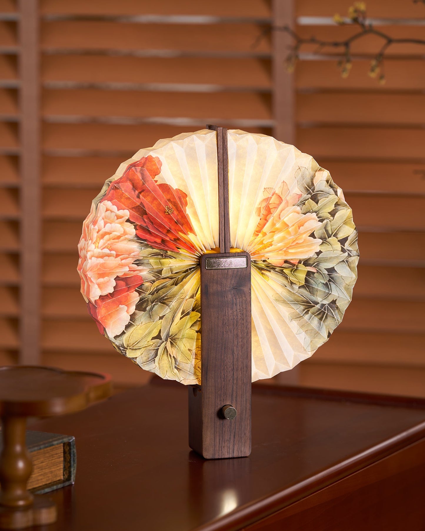 Sophie Foldable Paper LED Table Lamp with Wooden Base