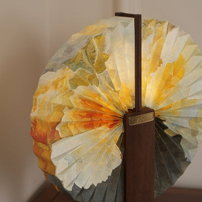 Sophie Foldable Paper LED Table Lamp with Wooden Base