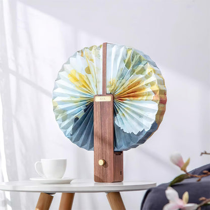 Sophie Foldable Paper LED Table Lamp with Wooden Base