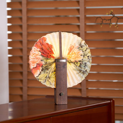 Sophie Foldable Paper LED Table Lamp with Wooden Base