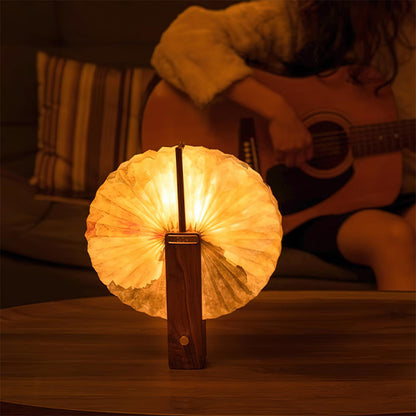 Sophie Foldable Paper LED Table Lamp with Wooden Base
