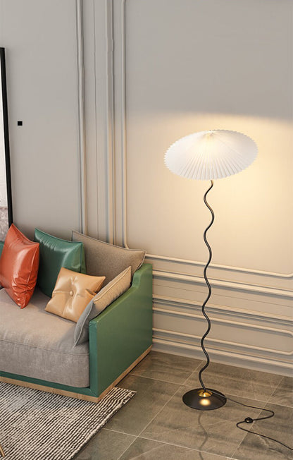Sophie Lala Luxe Curve Table & Floor Lamp Pleated Textile Light
